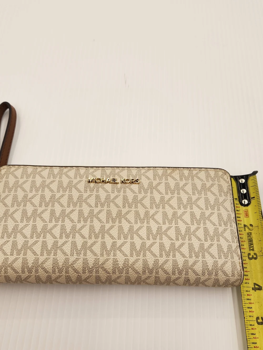 Michael Kors Beige Signature Wristlet Wallet